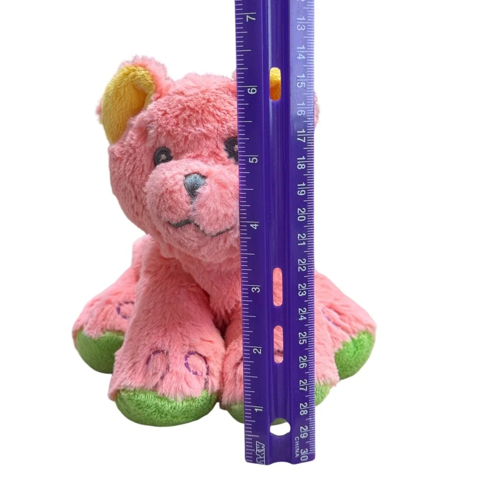 Dakin Plush Teddy Bear Pink Green Yellow 8